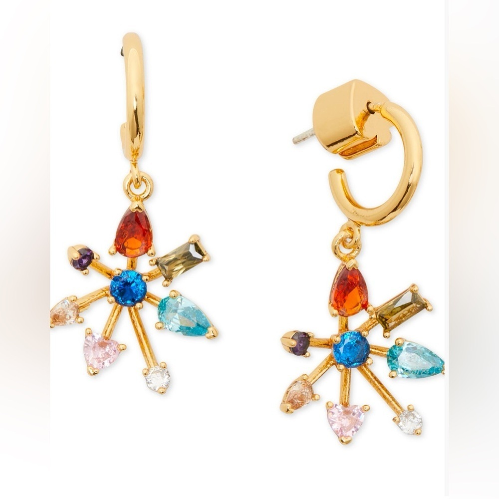 Kate Spade Firework Floral Huggie Drop Earrings